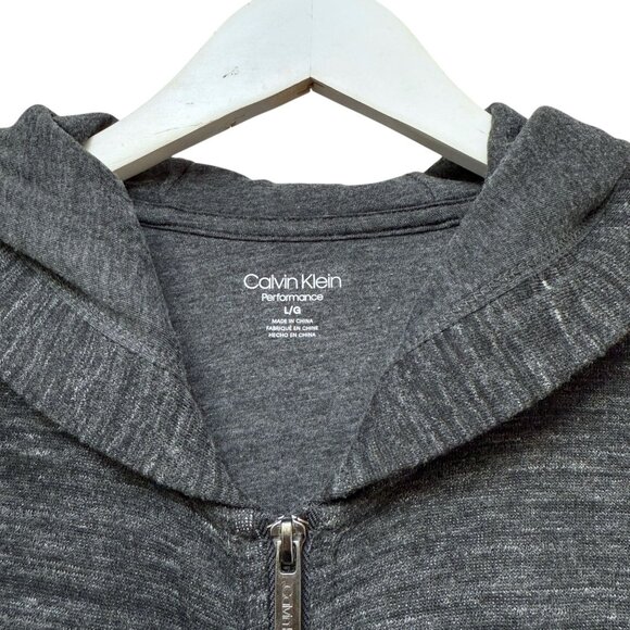 Calvin Klein Long Hoodie Size Large Zip Front Womens Jacket Gray Fleece NWT - Picture 3 of 12